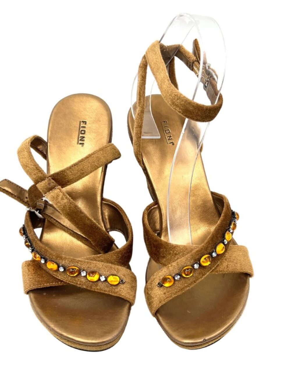 Y2K Fioni Wedge Velour Ankle Strap Sandals